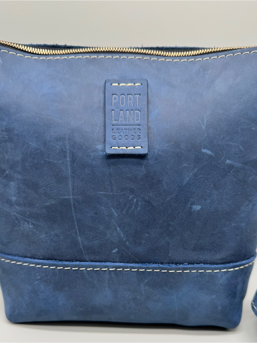 Portland Leather Goods Festival Navy Blue Suede Crossbody Bag - Picture 3 of 9